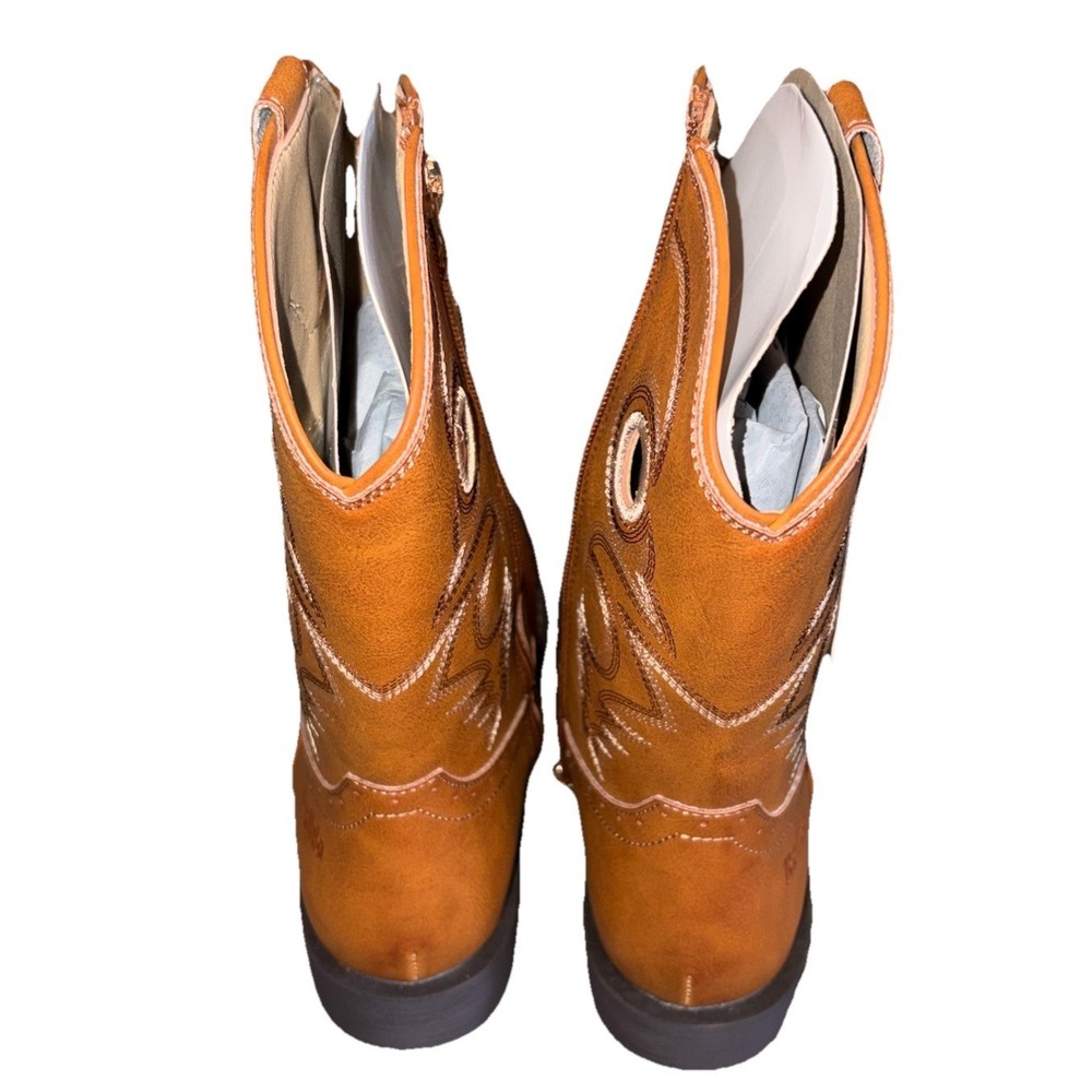 Rollda Youth Boys Cowboy Boots Size 6 Brown Vegan Leather NZX13KCPGB6B - Picture 4 of 8